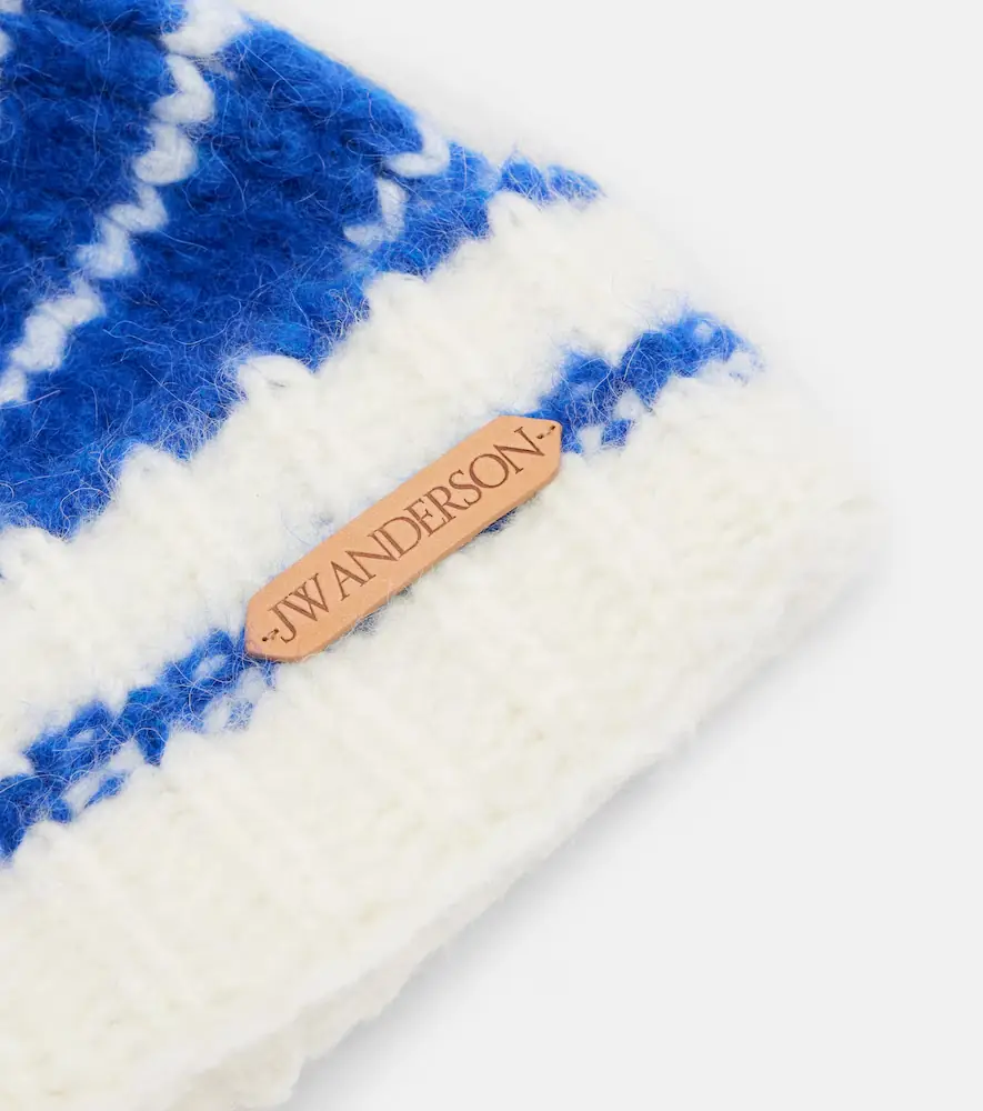 JW Anderson Striped alpaca-blend beanie | Thumbnail 2