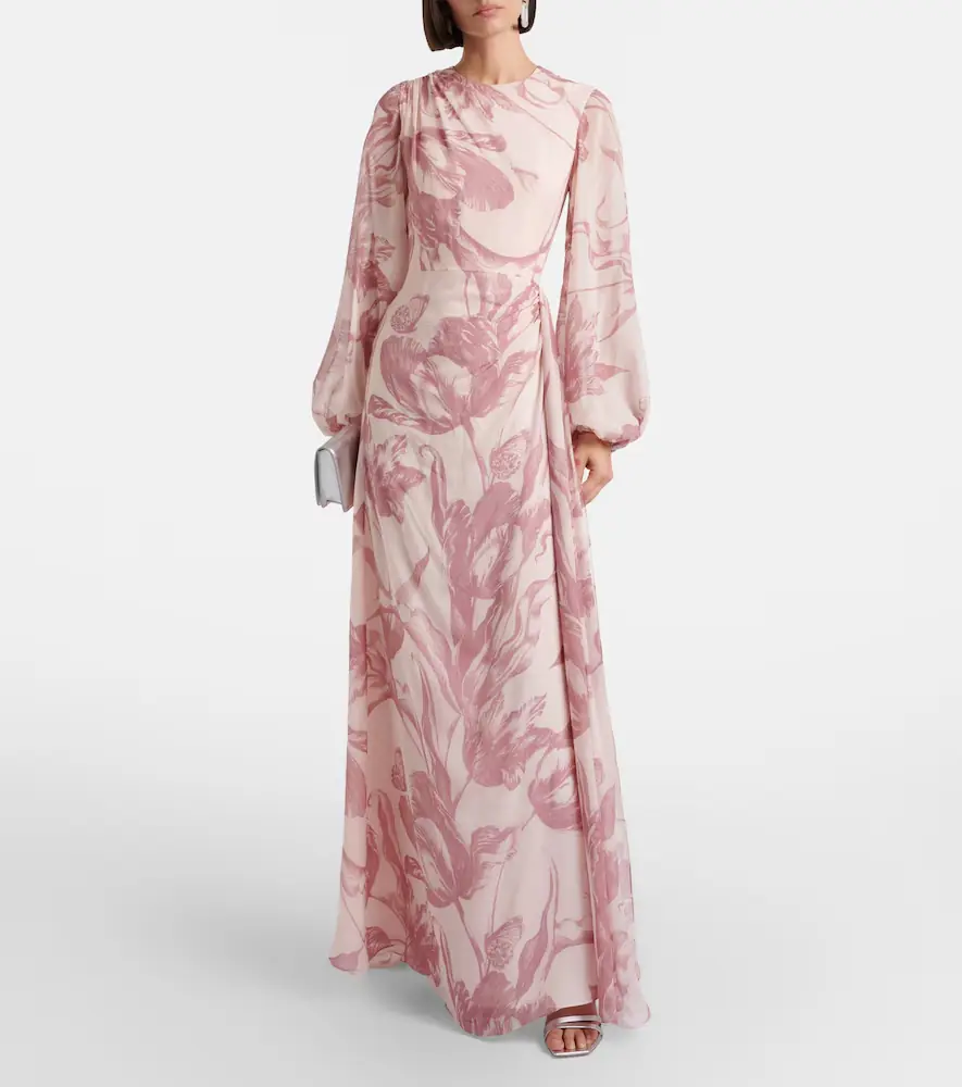 Erdem Draped floral silk voile gown | Thumbnail 4