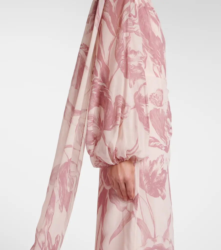 Erdem Draped floral silk voile gown | Thumbnail 5