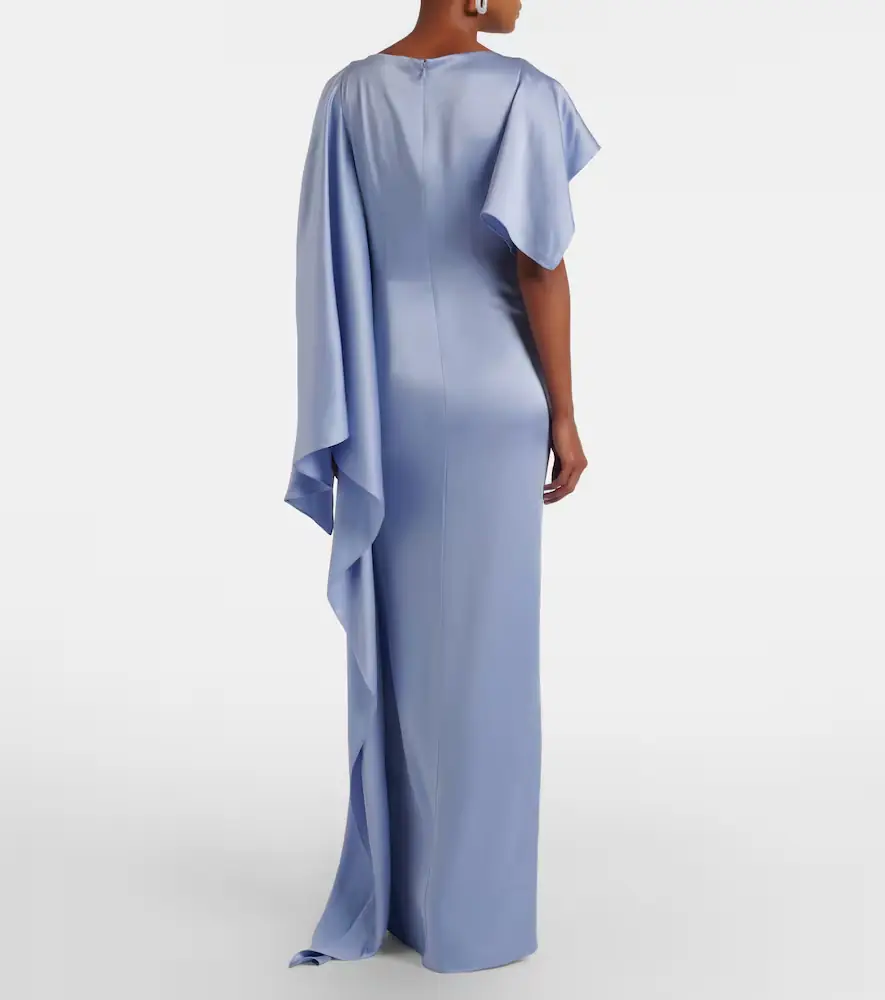Erdem Embellished caped satin cady gown | Thumbnail 5