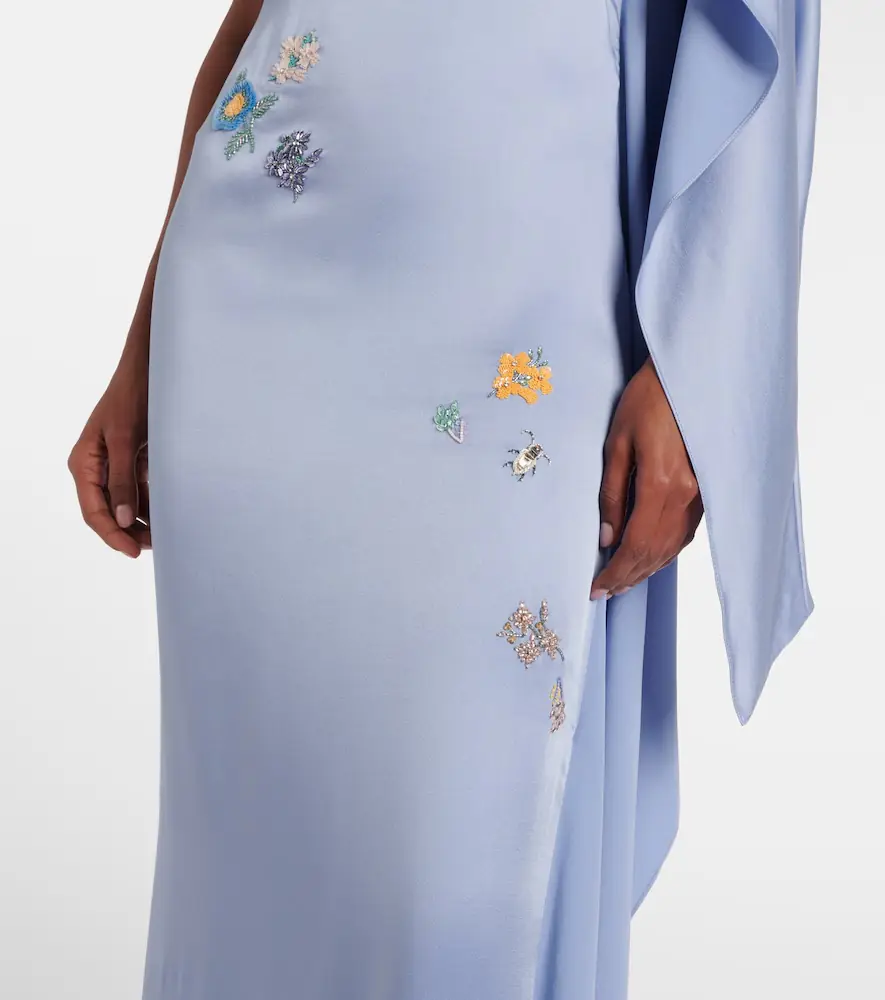 Erdem Embellished caped satin cady gown | Thumbnail 6