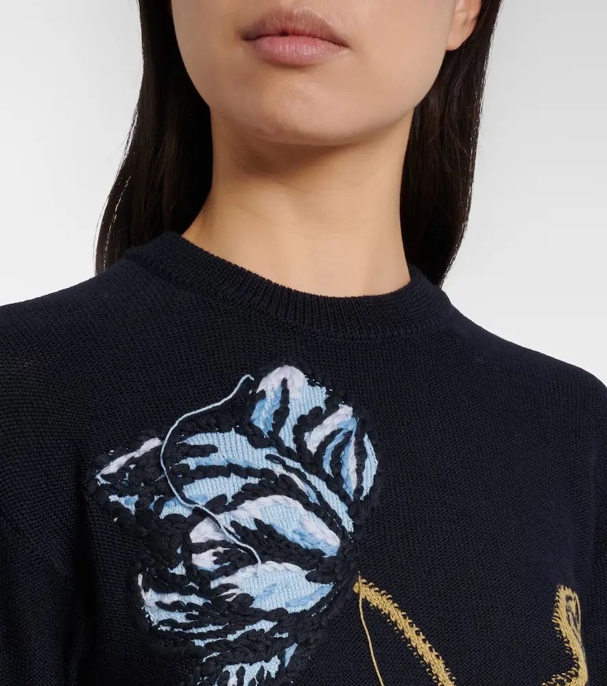 Erdem Intarsia wool and cotton sweater | Thumbnail 2