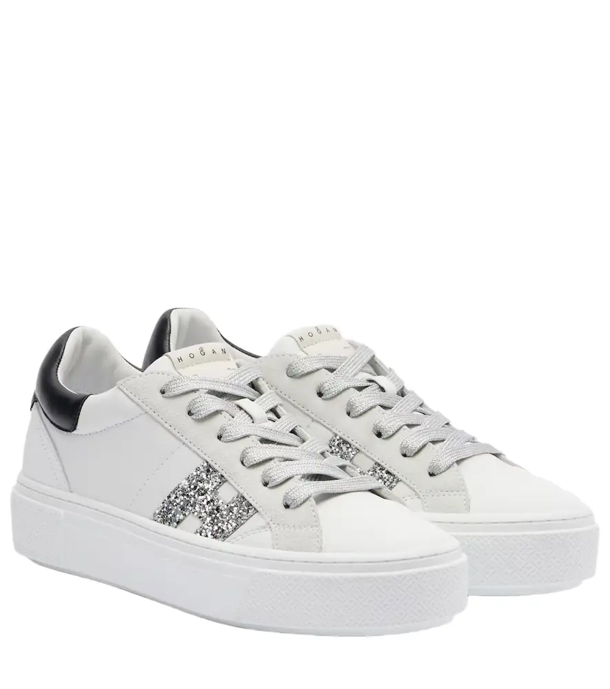 Hogan H705 Allacciato H glitter leather platform sneakers