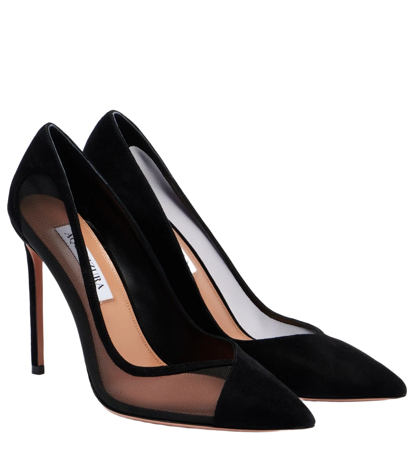 Studio 105 mesh-trimmed suede pumps Studio 105 mesh-trimmed suede pumps