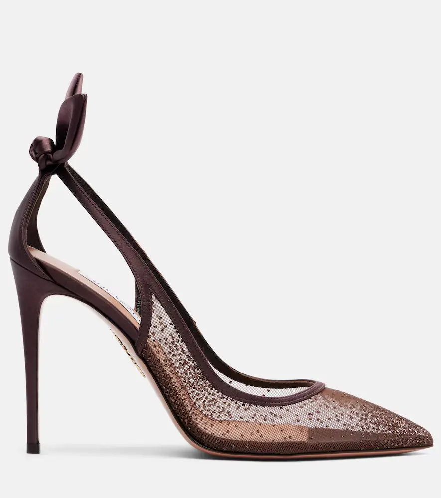 Aquazzura Bow Tie 105 glitter mesh slingback pumps | Thumbnail 2 Aquazzura Bow Tie 105 glitter mesh slingback pumps | Thumbnail 2