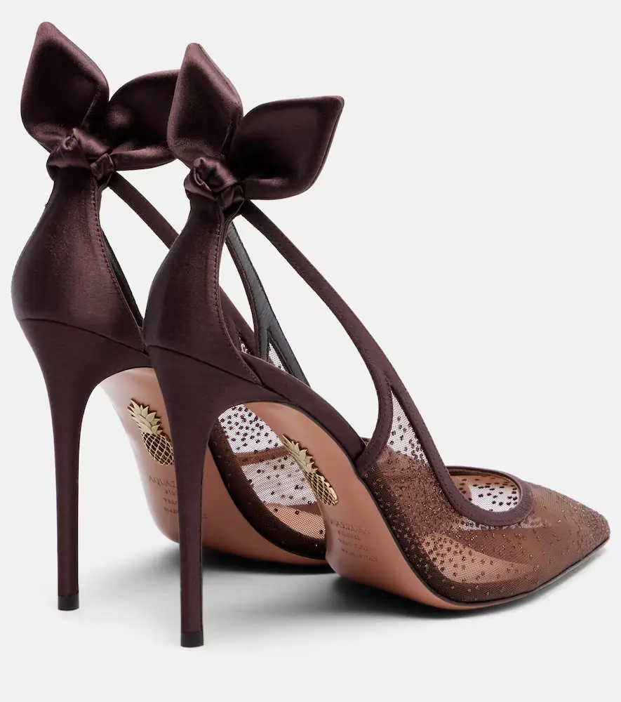 Aquazzura Bow Tie 105 glitter mesh slingback pumps | Thumbnail 3 Aquazzura Bow Tie 105 glitter mesh slingback pumps | Thumbnail 3
