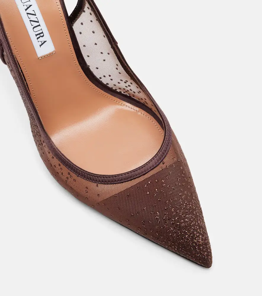 Aquazzura Bow Tie 105 glitter mesh slingback pumps | Thumbnail 4 Aquazzura Bow Tie 105 glitter mesh slingback pumps | Thumbnail 4