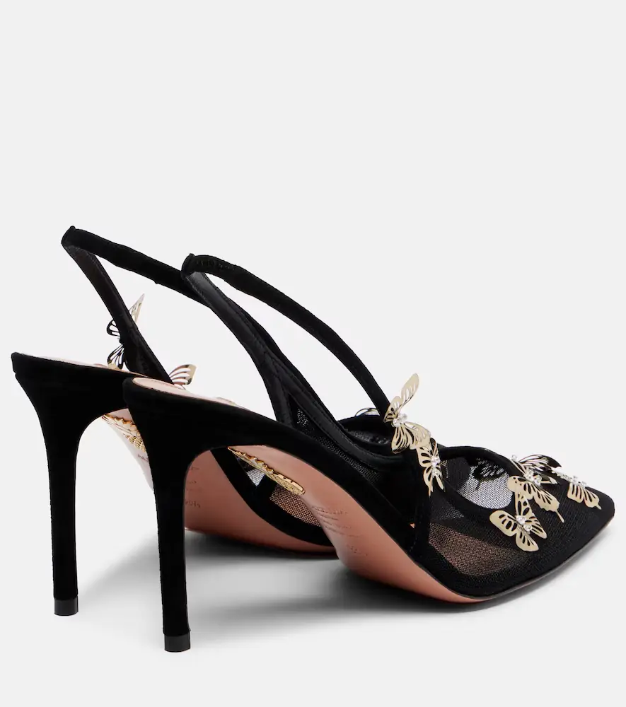 Aquazzura Papillon embellished mesh slingback pumps | Thumbnail 3