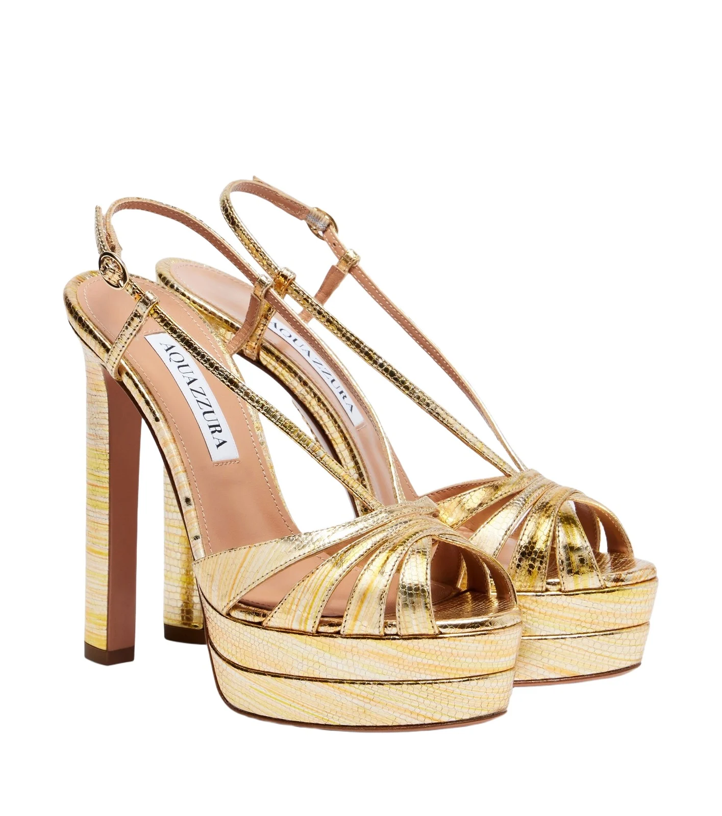 Aimée 130 metallic leather platform sandals