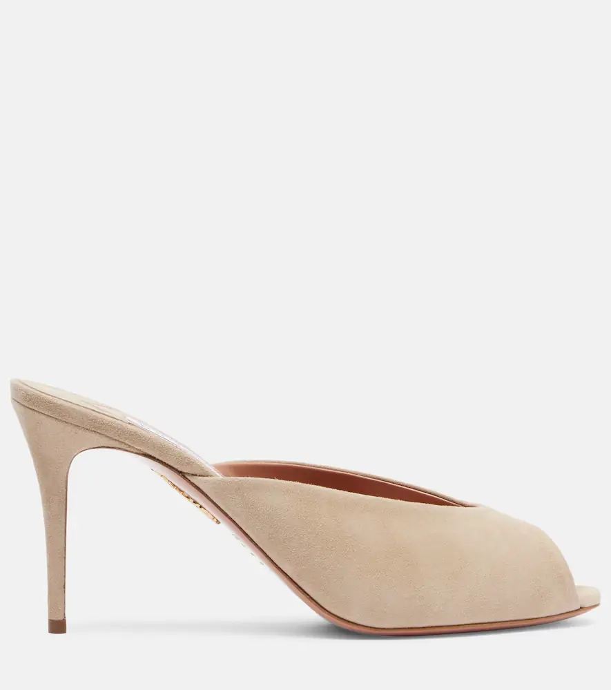 Aquazzura Secret 85 suede mules | Thumbnail 4