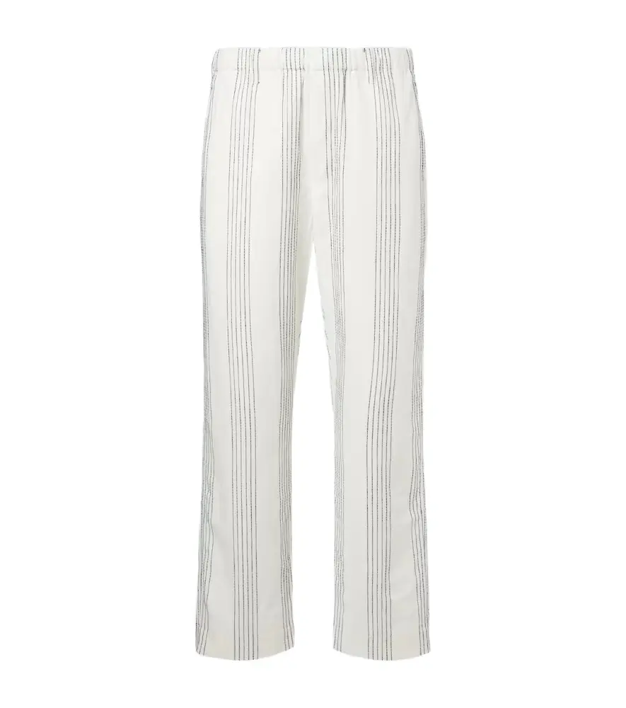Commas Textured Striped cotton straight pants