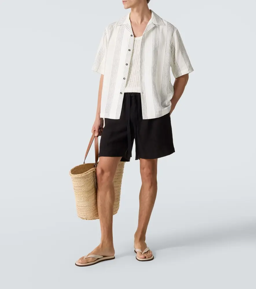 Commas Textured Striped cotton bowling shirt | Thumbnail 3