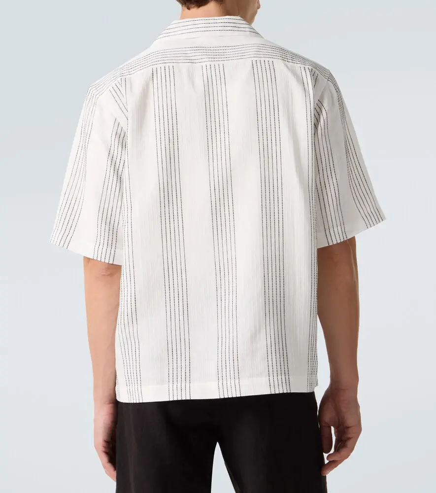 Commas Textured Striped cotton bowling shirt | Thumbnail 4