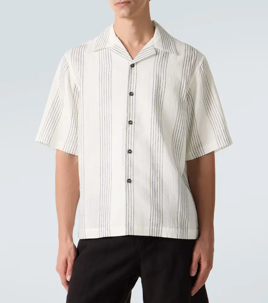 Commas Textured Striped cotton bowling shirt | Thumbnail 5
