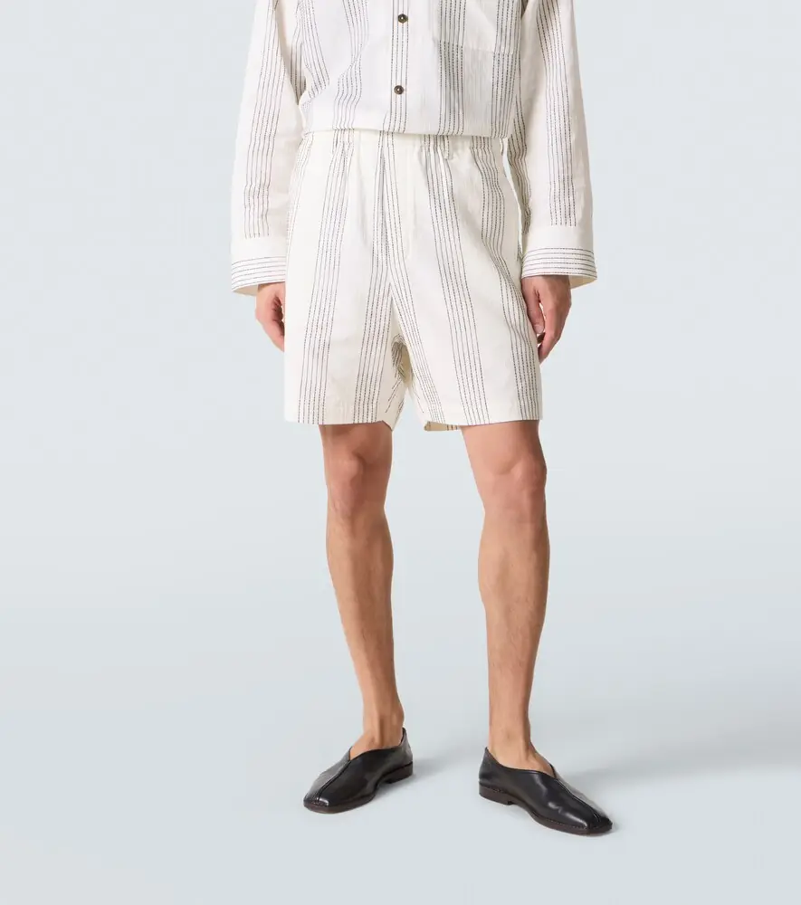 Commas Textured Striped cotton Bermuda shorts | Thumbnail 2