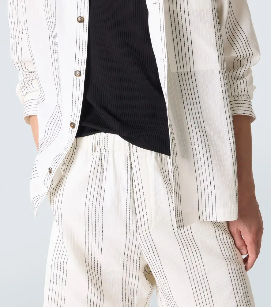 Commas Textured Striped cotton Bermuda shorts | Thumbnail 4