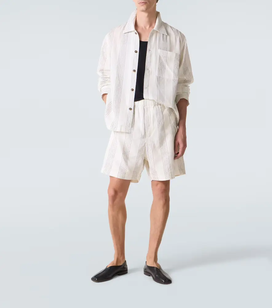 Commas Textured Striped cotton Bermuda shorts | Thumbnail 5