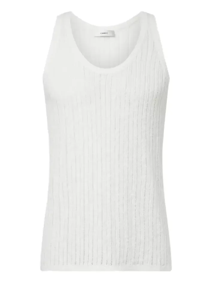 Commas Pointelle cotton and linen tank top