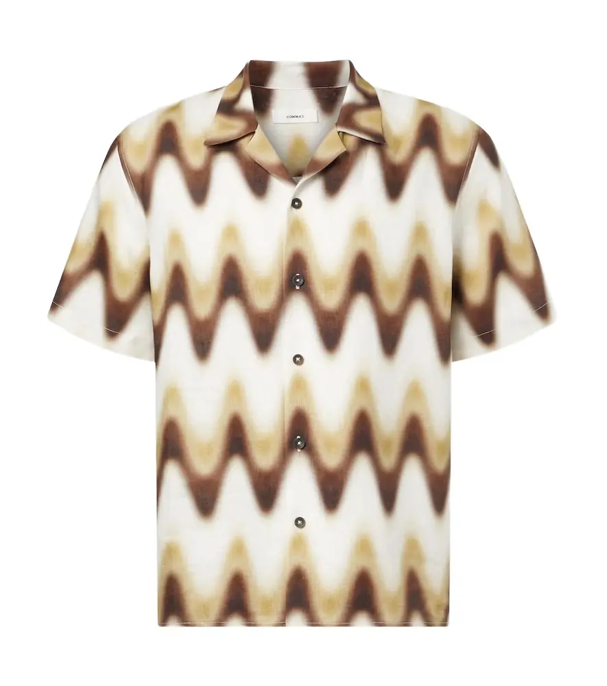 Commas Printed linen bowling shirt