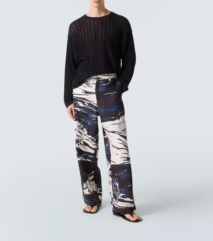 Commas Printed linen straight pants | Thumbnail 2 Commas Printed linen straight pants | Thumbnail 2