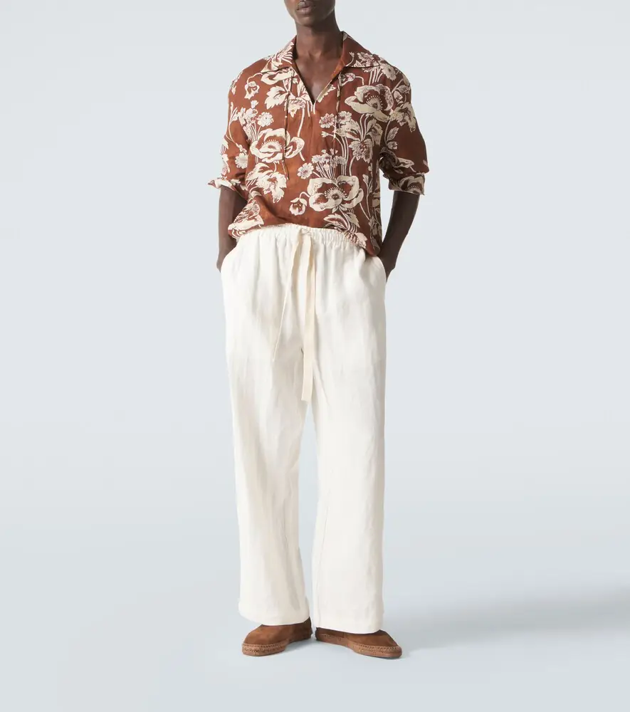 Commas Floral tie-neck linen shirt | Thumbnail 3