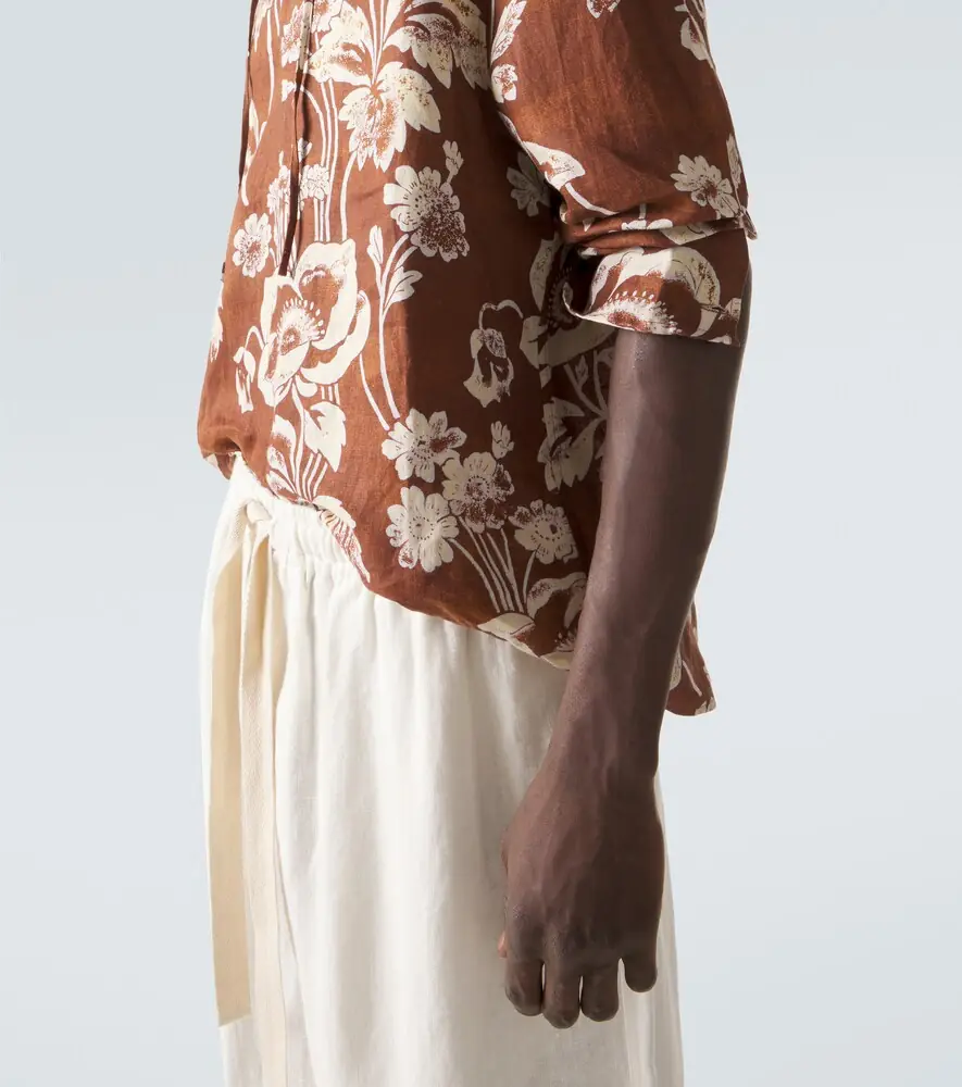 Commas Floral tie-neck linen shirt | Thumbnail 5