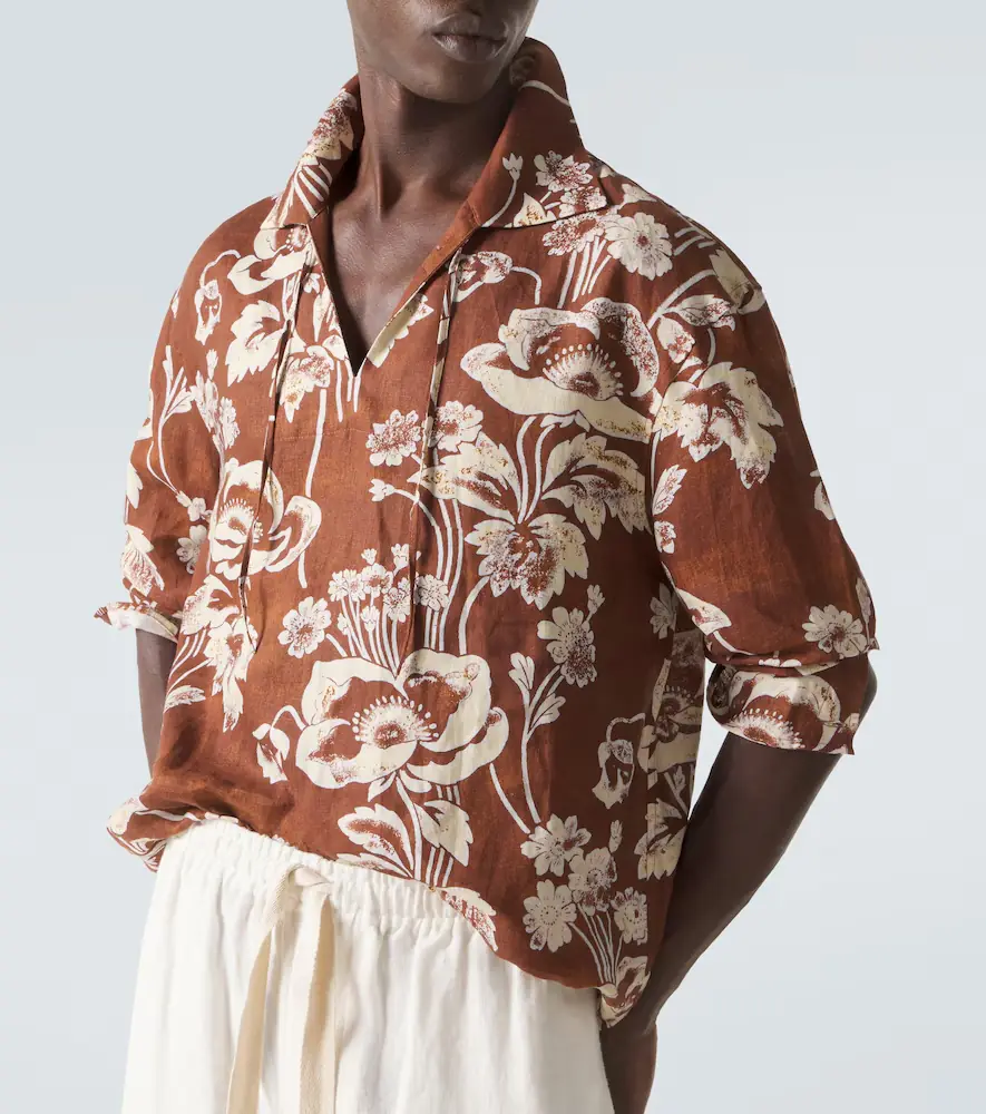 Commas Floral tie-neck linen shirt | Thumbnail 6
