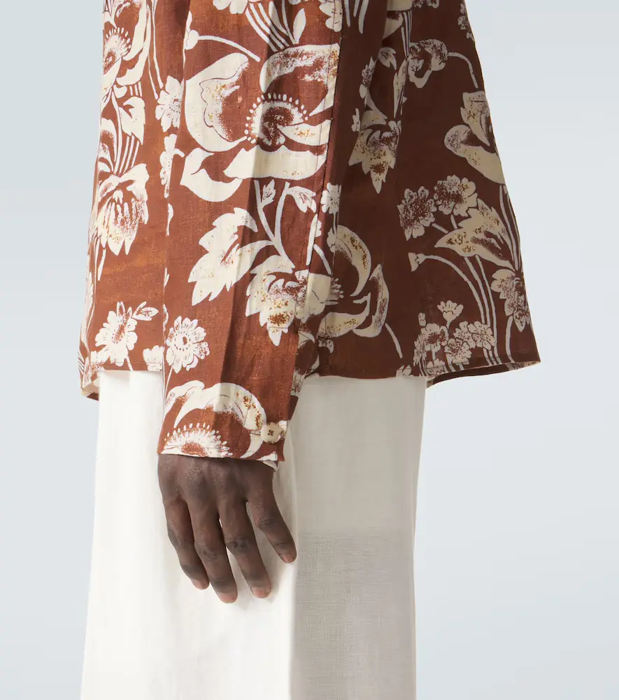 Commas Floral tie-neck linen shirt | Thumbnail 7