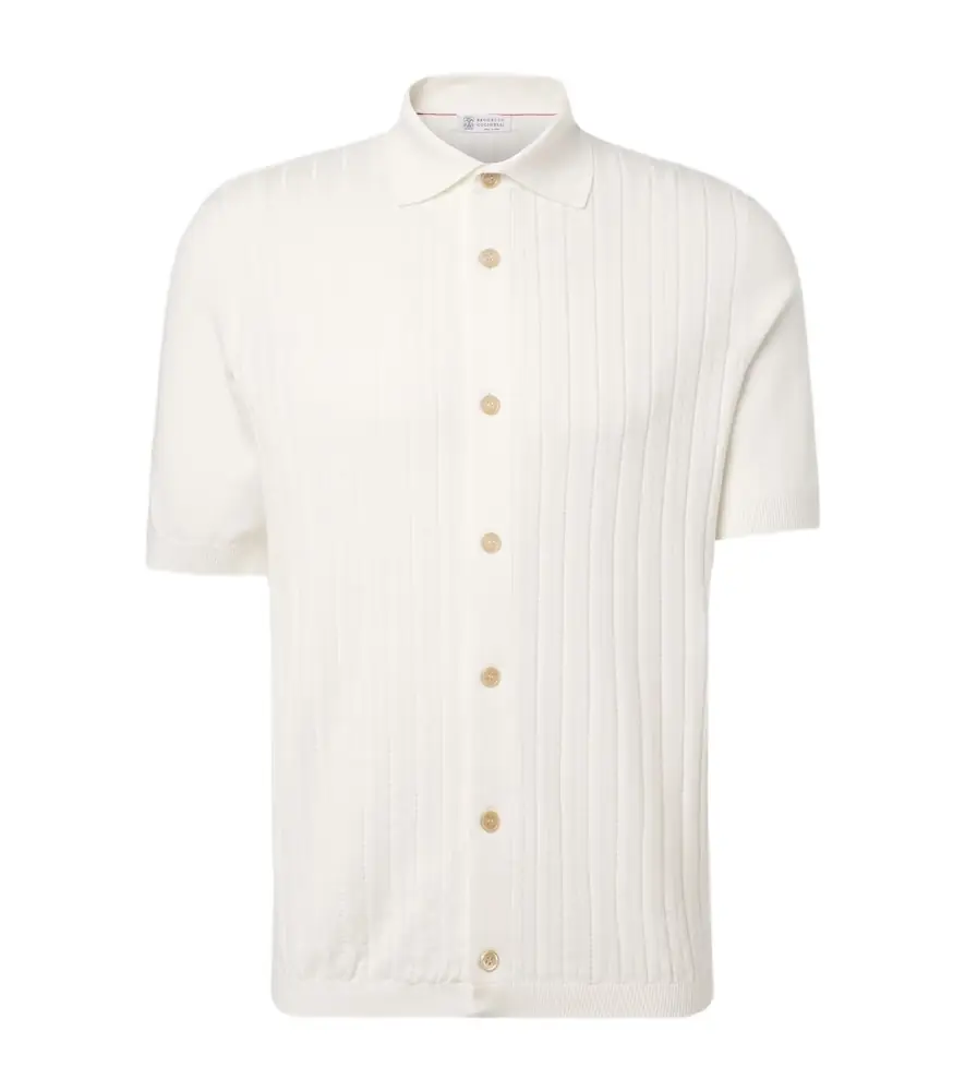 Ribbed-knit cotton shirt
