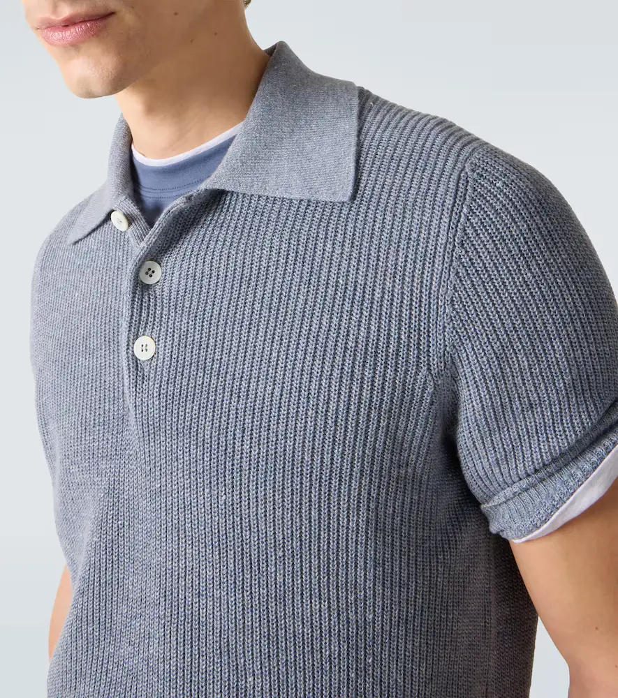 Brunello Cucinelli Linen and cotton polo shirt | Thumbnail 2