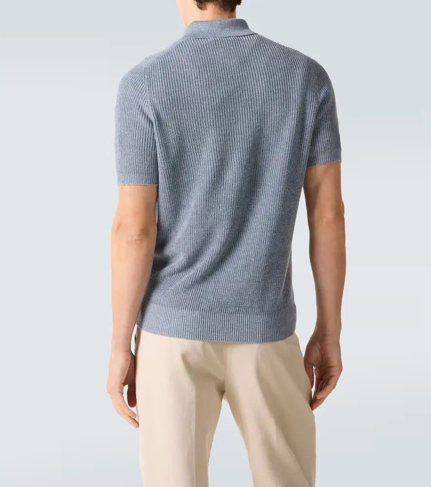 Brunello Cucinelli Linen and cotton polo shirt | Thumbnail 4