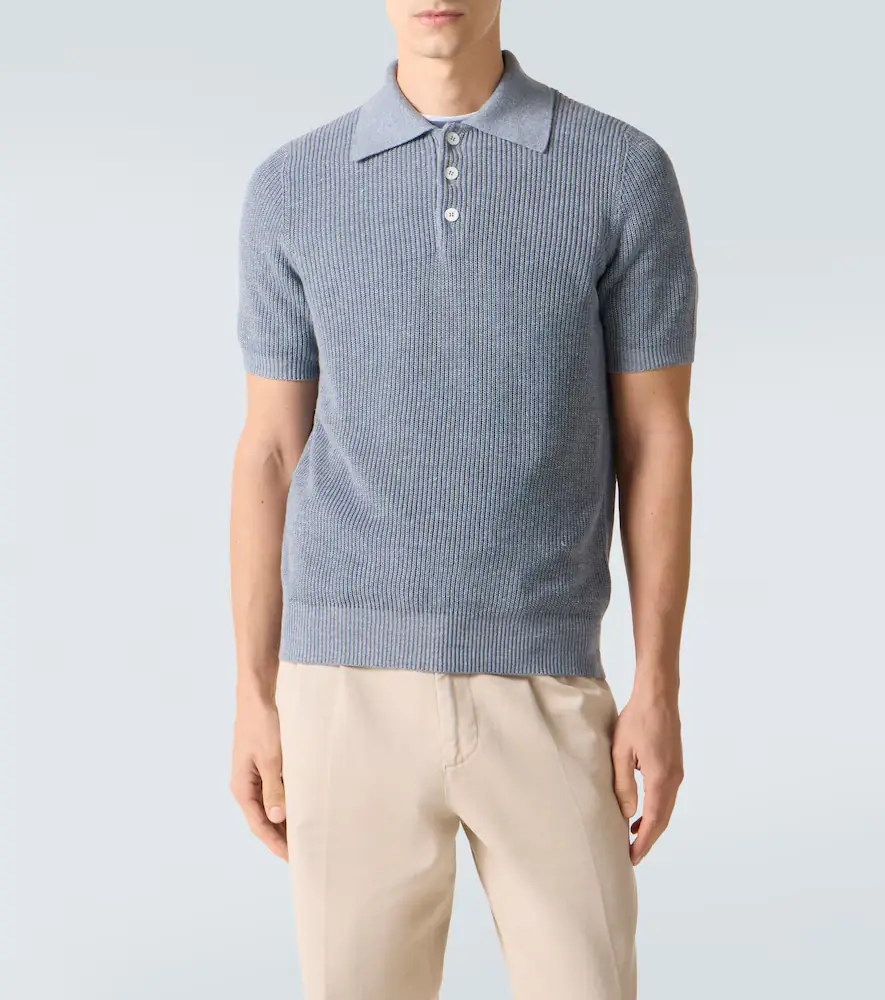 Brunello Cucinelli Linen and cotton polo shirt | Thumbnail 5
