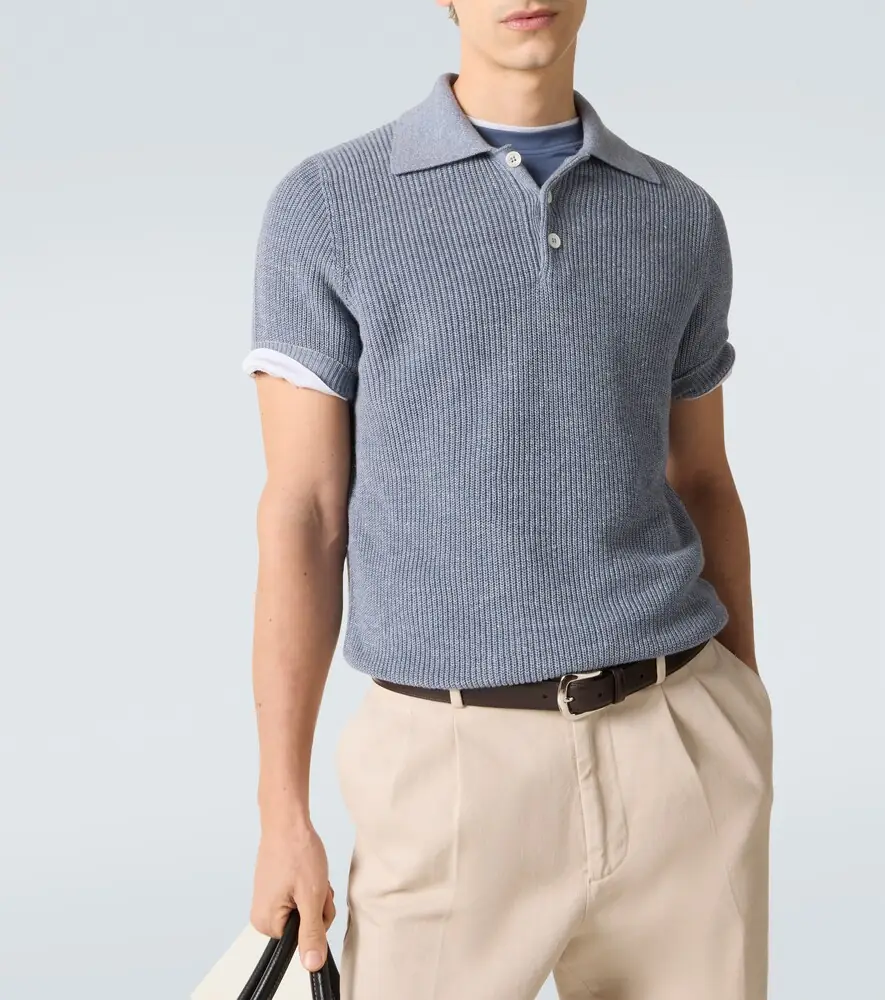 Brunello Cucinelli Linen and cotton polo shirt | Thumbnail 6