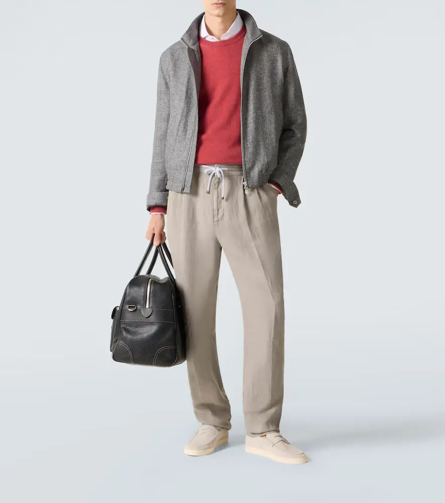 Brunello Cucinelli Pleated linen straight pants | Thumbnail 3