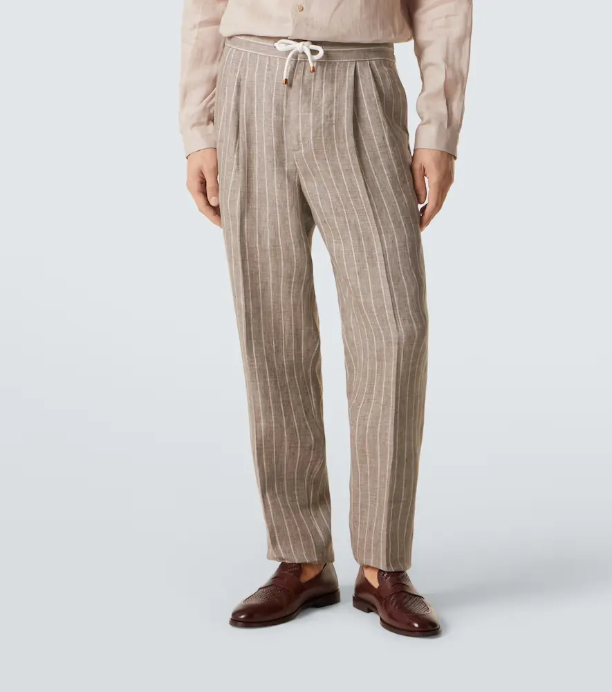 Brunello Cucinelli Chalk stripe linen twill tapered pants | Thumbnail 4 Brunello Cucinelli Chalk stripe linen twill tapered pants | Thumbnail 4