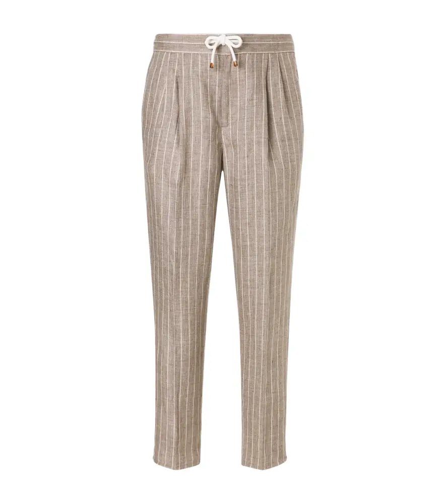 Chalk stripe linen twill tapered pants Chalk stripe linen twill tapered pants