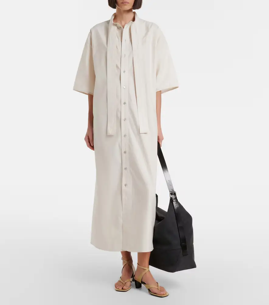 Lemaire Tie-neck cotton and silk shirt dress | Thumbnail 2 Lemaire Tie-neck cotton and silk shirt dress | Thumbnail 2