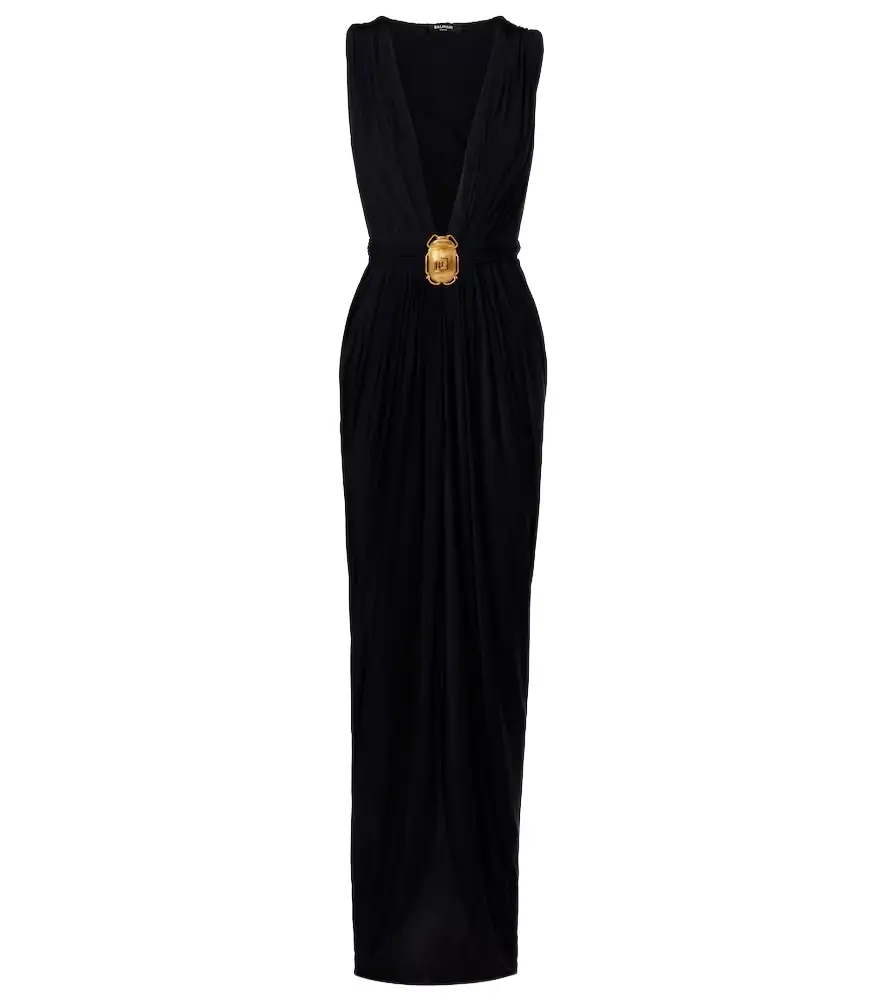 Embellished jersey maxi dress