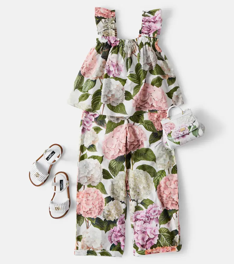 Dolce & Gabbana Kids Floral cotton poplin wide-leg pants | Thumbnail 4