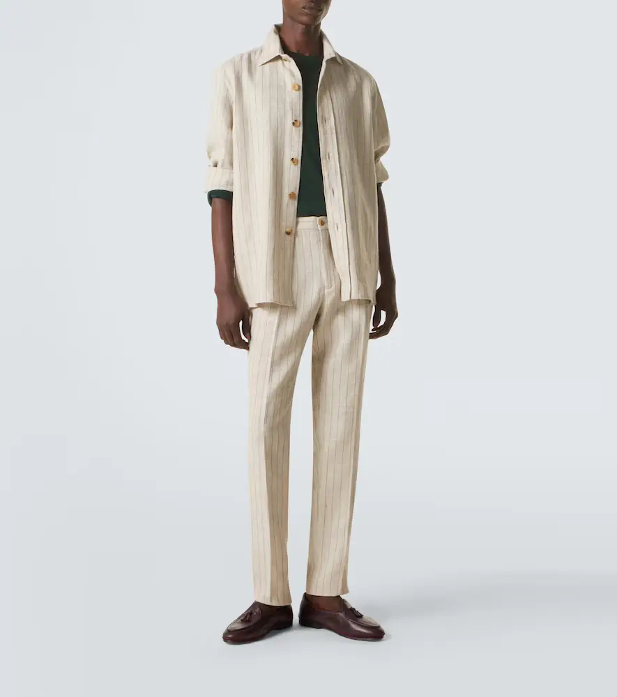 Rubinacci Striped linen and wool slim pants | Thumbnail 2 Rubinacci Striped linen and wool slim pants | Thumbnail 2