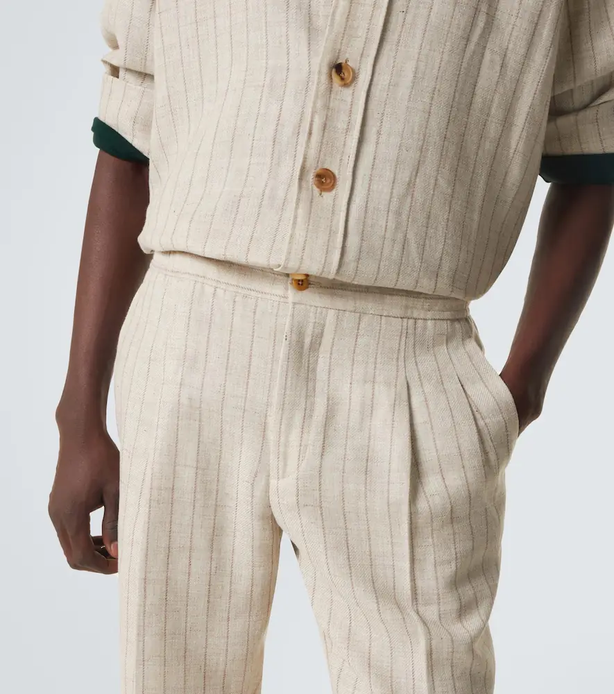 Rubinacci Striped linen and wool slim pants | Thumbnail 3 Rubinacci Striped linen and wool slim pants | Thumbnail 3