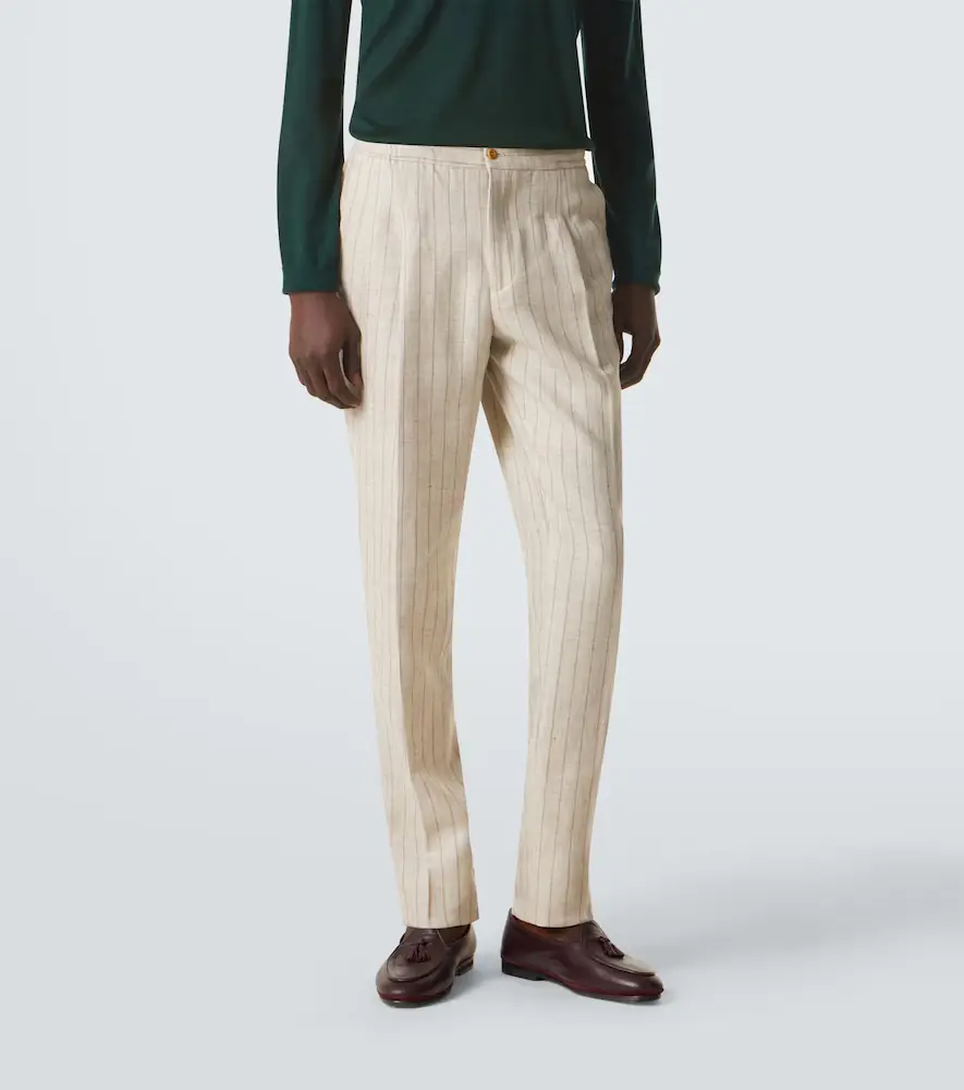 Rubinacci Striped linen and wool slim pants | Thumbnail 4 Rubinacci Striped linen and wool slim pants | Thumbnail 4
