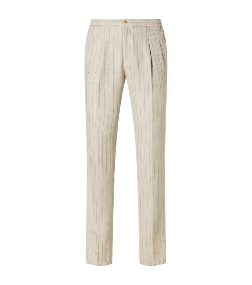 Rubinacci Striped linen and wool slim pants