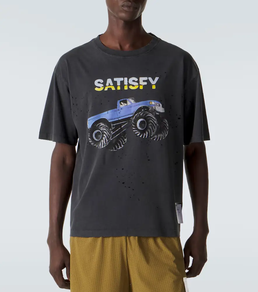 Satisfy MothTech distressed cotton jersey T-shirt | Thumbnail 3