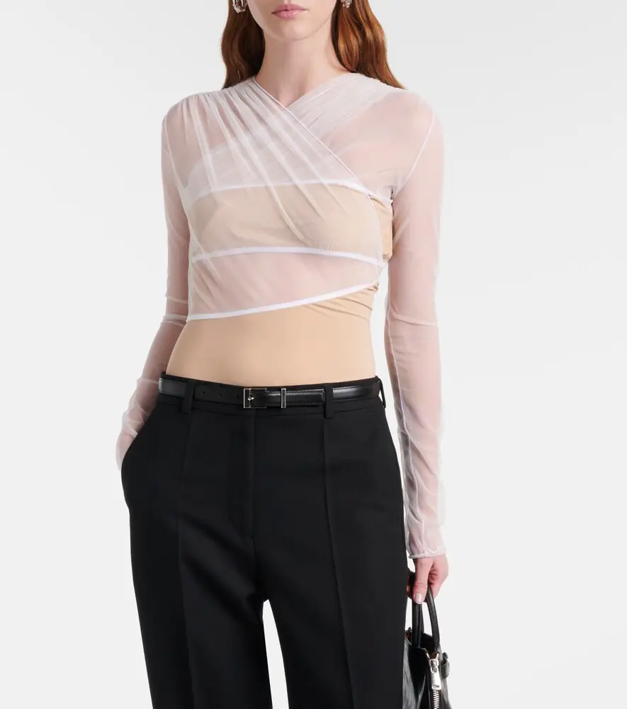Nensi Dojaka Cutout ruched sheer bodysuit | Thumbnail 3