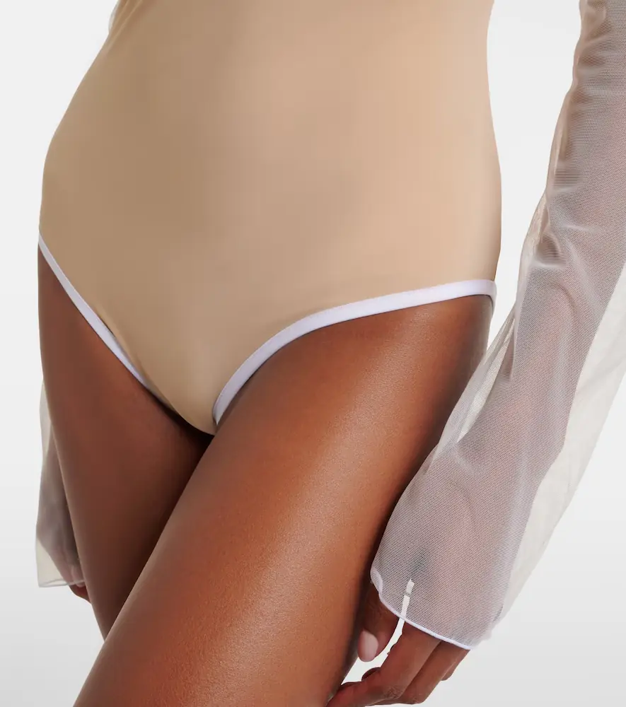 Nensi Dojaka Cutout ruched sheer bodysuit | Thumbnail 4
