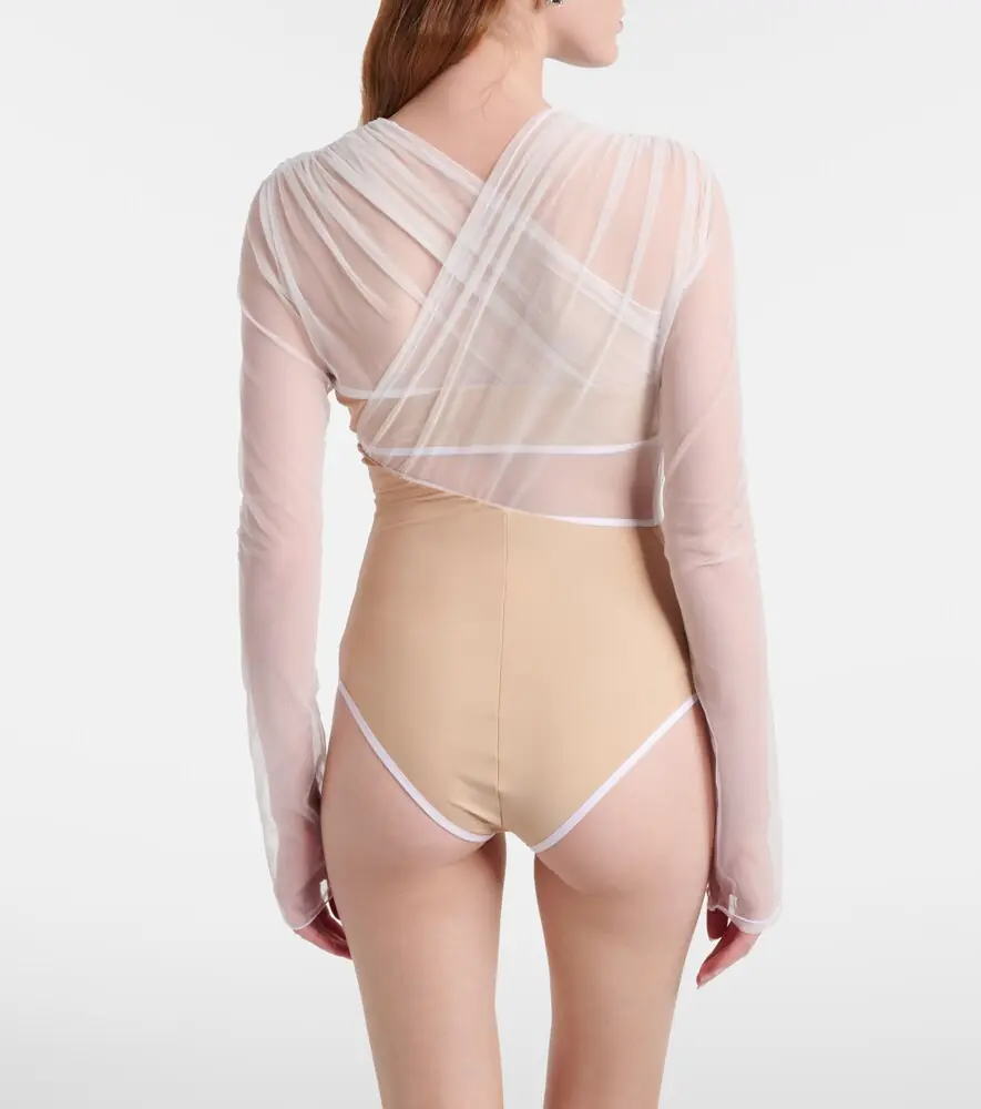 Nensi Dojaka Cutout ruched sheer bodysuit | Thumbnail 5