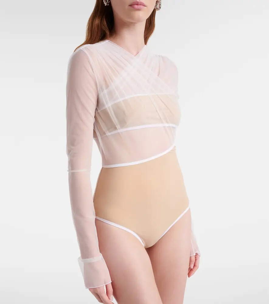 Nensi Dojaka Cutout ruched sheer bodysuit | Thumbnail 6