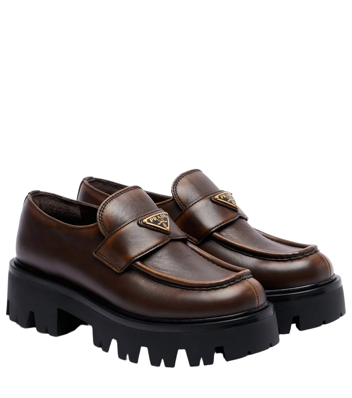 Logo leather platform loafers Logo leather platform loafers