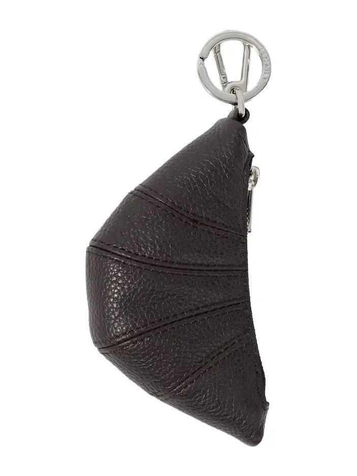 Croissant leather bag charm